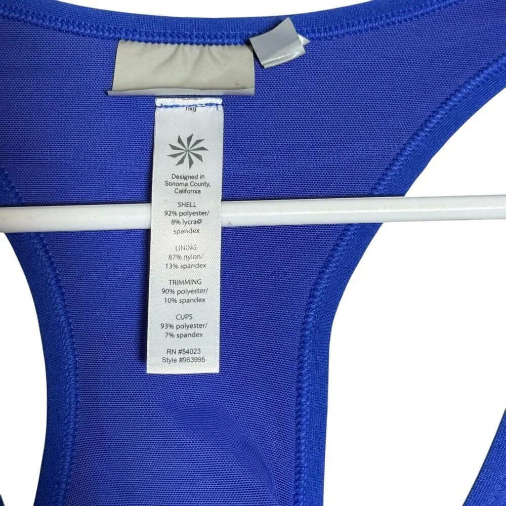 Athleta Womens Royal Blue Racerback Tank Top 1X With Pockets Polyester/Spandex B